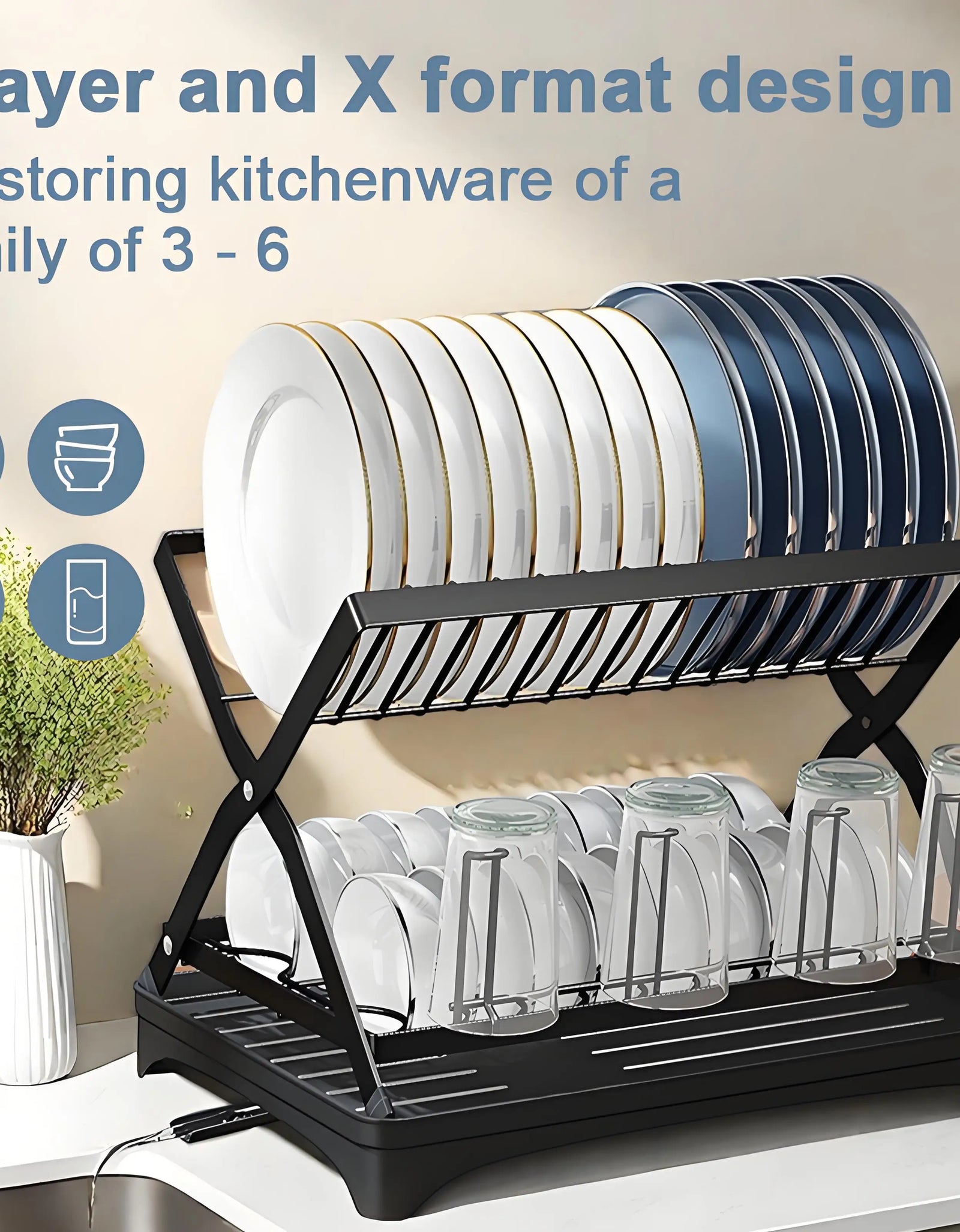 Kitchen Organizer Rack, Foldable Dish Drainer for Home, Multi-Functional Storage and Drying Rack