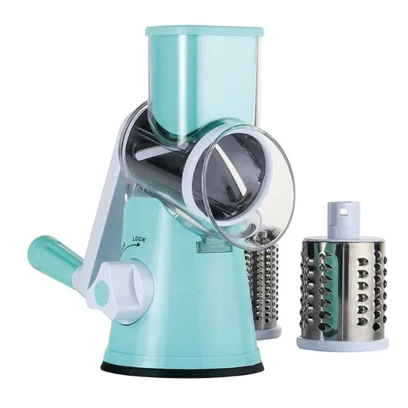 Vegetable Cutter & Slicer Manual Kitchen Cheese Chopper Machine With 3 Sharp Drums Multifunctional