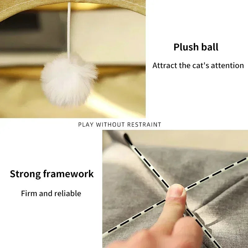 Pet Tent Bed Removable Cat Sofa Basket Canvas Semi-enclosed Cat House Dog Cave Hut Cat Sleeping Bed