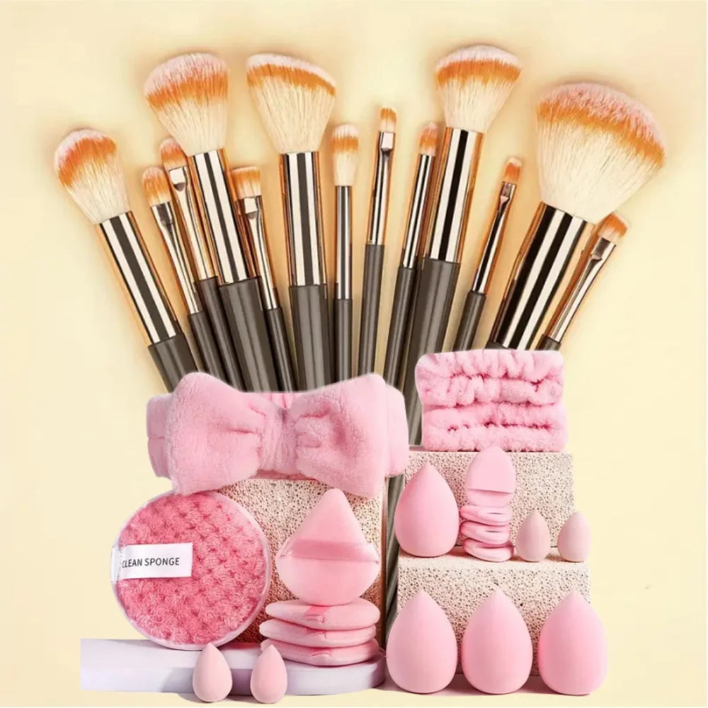 13PCS Makeup Brushes Set Eyeshadow Foundation Highlighter Blush Concealer Female Soft Beauty Tool Puff Beauty S