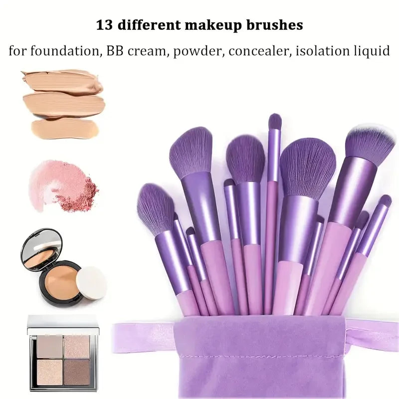 13PCS Makeup Brushes Set Eyeshadow Foundation Highlighter Blush Concealer Female Soft Beauty Tool Puff Beauty S