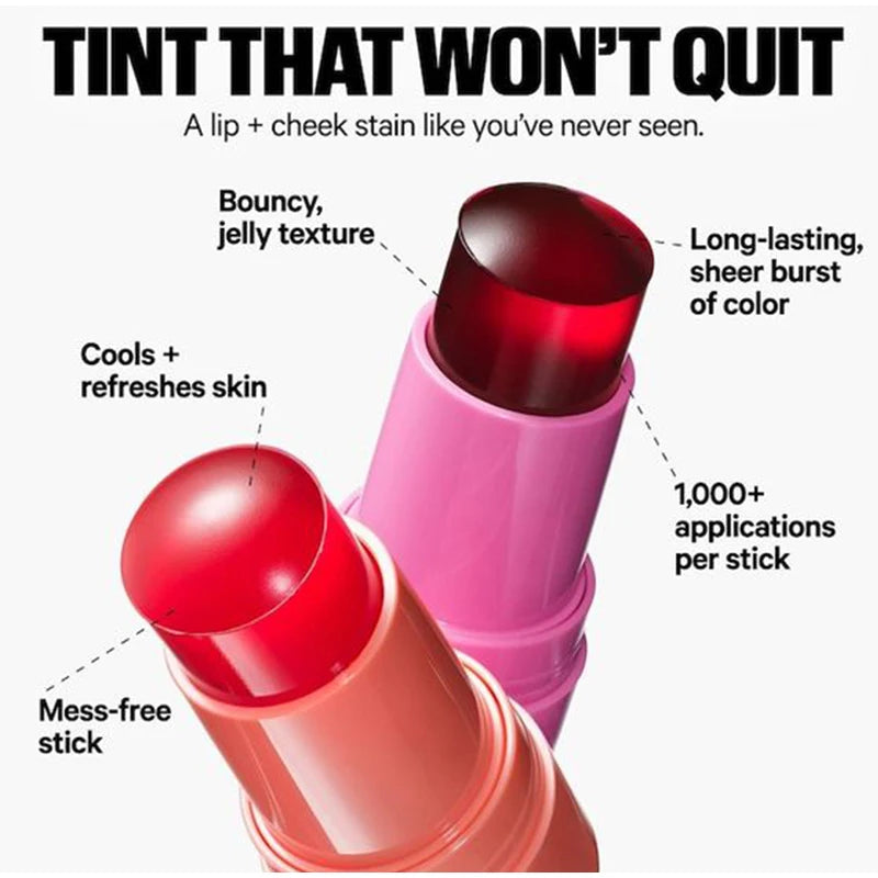 3-in-1 Milk Jelly Tint Facial Blusher Wand Moisturized Long Lasting Matte Rouge Cheek Contour Lipstick
