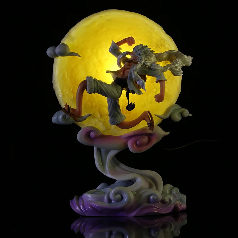 28cm One Piece Anime Figure Moon Fairy Nika Monkey D Luffy Gear 5 With Moon Light Action Figure Statue