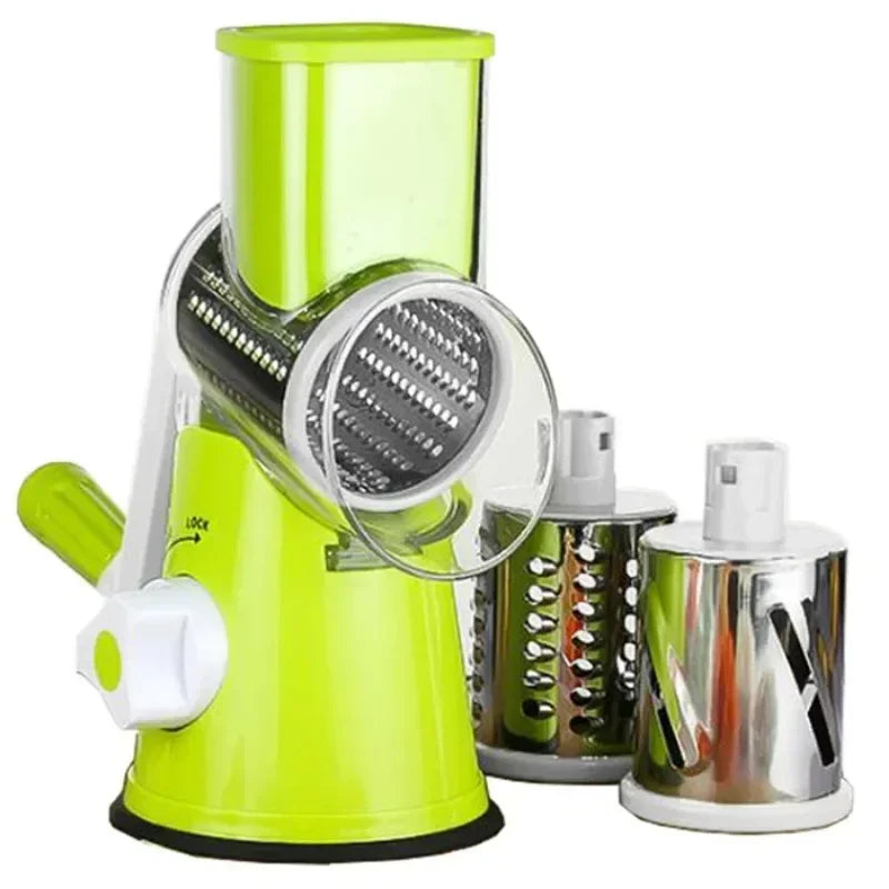 Vegetable Cutter & Slicer Manual Kitchen Cheese Chopper Machine With 3 Sharp Drums Multifunctional