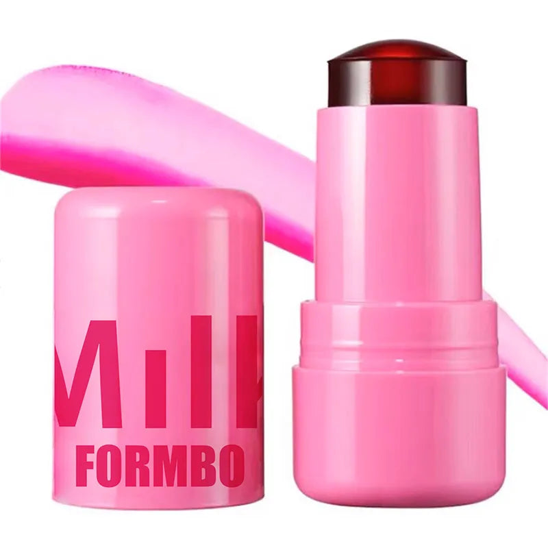 3-in-1 Milk Jelly Tint Facial Blusher Wand Moisturized Long Lasting Matte Rouge Cheek Contour Lipstick