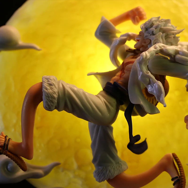 28cm One Piece Anime Figure Moon Fairy Nika Monkey D Luffy Gear 5 With Moon Light Action Figure Statue
