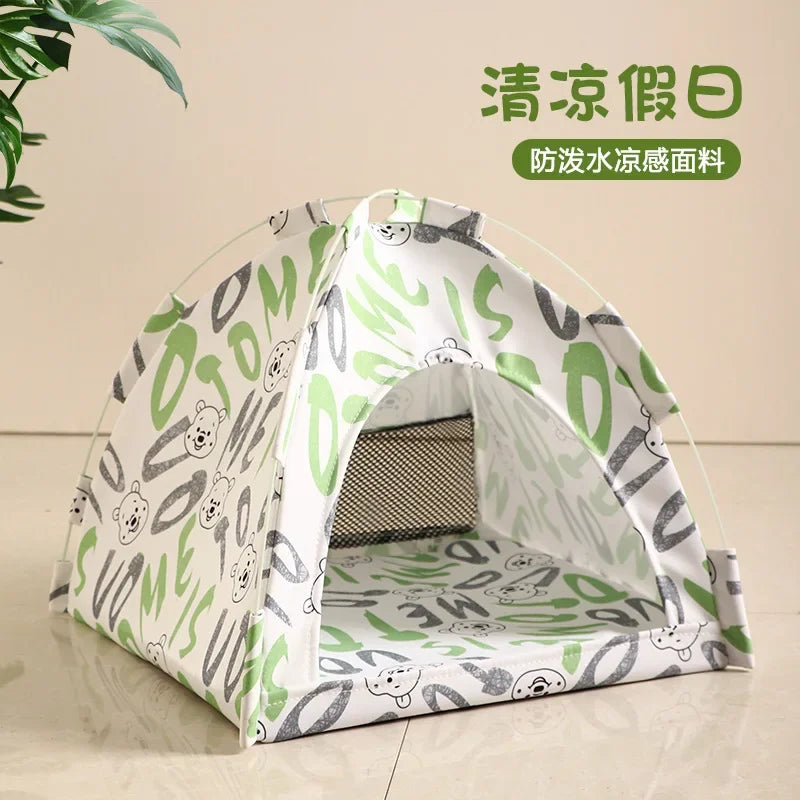 Pet Tent Bed Removable Cat Sofa Basket Canvas Semi-enclosed Cat House Dog Cave Hut Cat Sleeping Bed