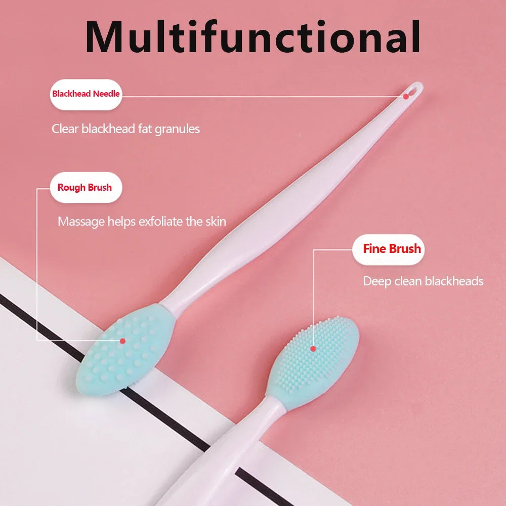 1PC/4PCS  Beauty Skin Care Wash Face Silicone Brush Exfoliating Nose Clean Blackhead Removal Brushes Tools