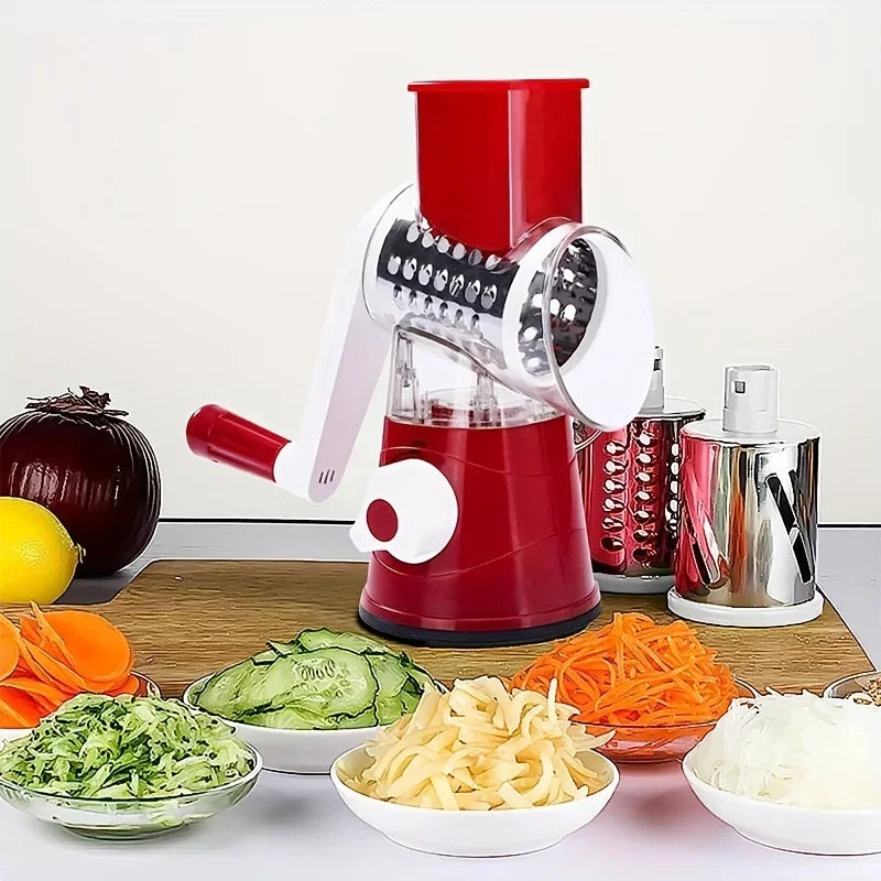 Vegetable Cutter & Slicer Manual Kitchen Cheese Chopper Machine With 3 Sharp Drums Multifunctional