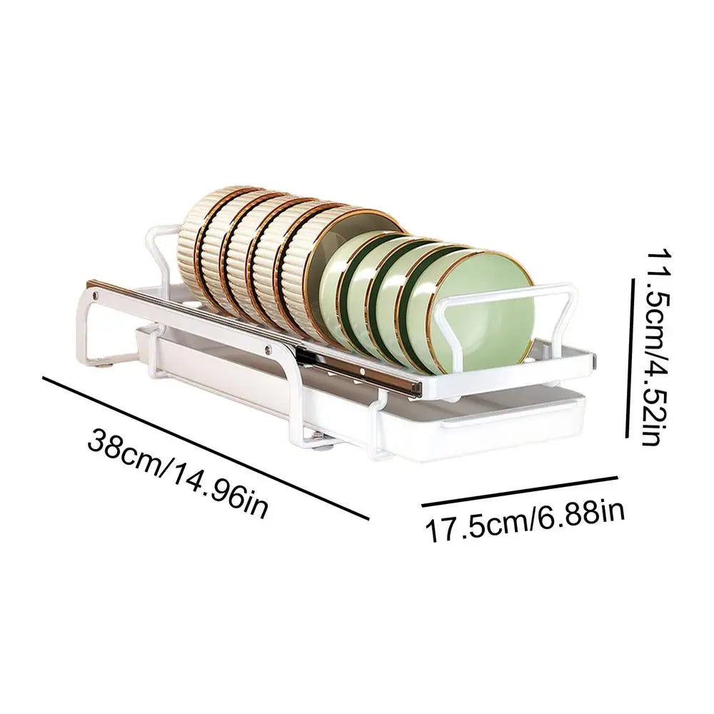 Kitchen Under Sink Bowl Dish Drainer Tableware Cabinets Organizer Sliding Dish Storage Drying Rack