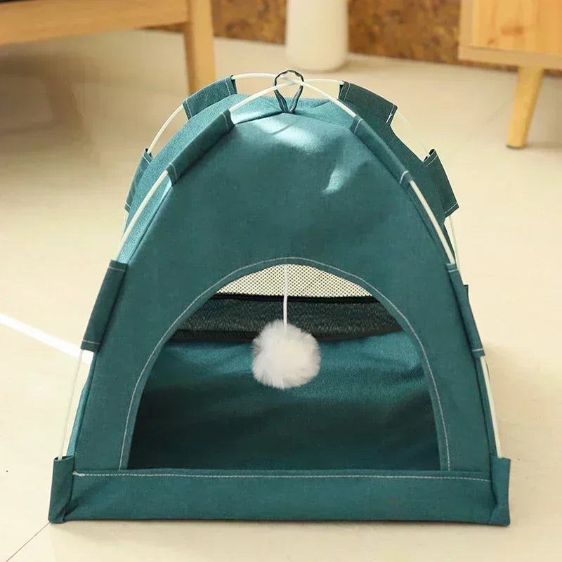 Pet Tent Bed Removable Cat Sofa Basket Canvas Semi-enclosed Cat House Dog Cave Hut Cat Sleeping Bed