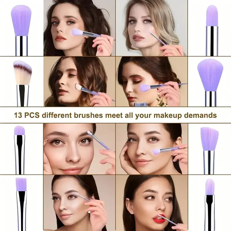 13PCS Makeup Brushes Set Eyeshadow Foundation Highlighter Blush Concealer Female Soft Beauty Tool Puff Beauty S