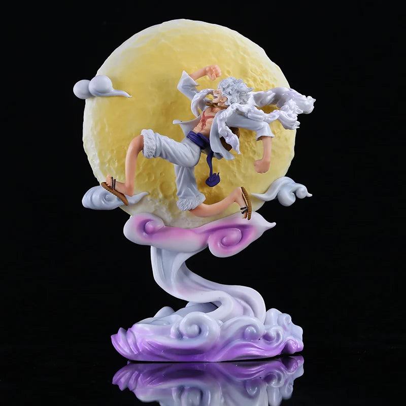 28cm One Piece Anime Figure Moon Fairy Nika Monkey D Luffy Gear 5 With Moon Light Action Figure Statue