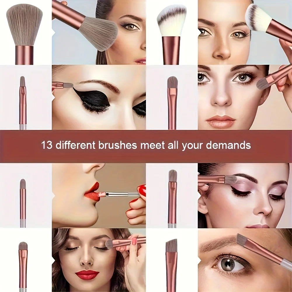 13pcs Makeup Brush Brushes Set Cosmetic Makeup Sponge Makeup Brush Beauty Tool Eyeshadow Blush Professional