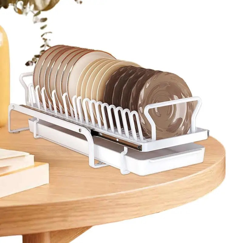 Kitchen Under Sink Bowl Dish Drainer Tableware Cabinets Organizer Sliding Dish Storage Drying Rack