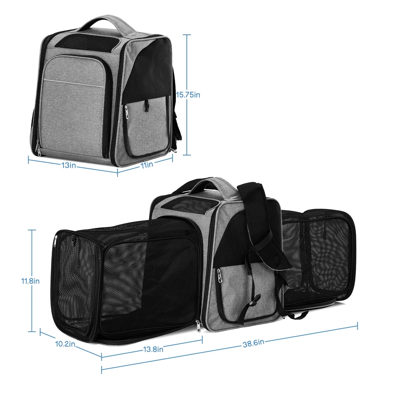 Breathable Pet Cat Carrier Backpack Foldable Pet Carrier Transport Travel Bag Expandable Large Capacity
