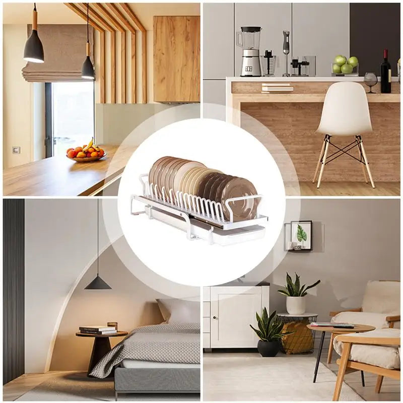 Kitchen Under Sink Bowl Dish Drainer Tableware Cabinets Organizer Sliding Dish Storage Drying Rack