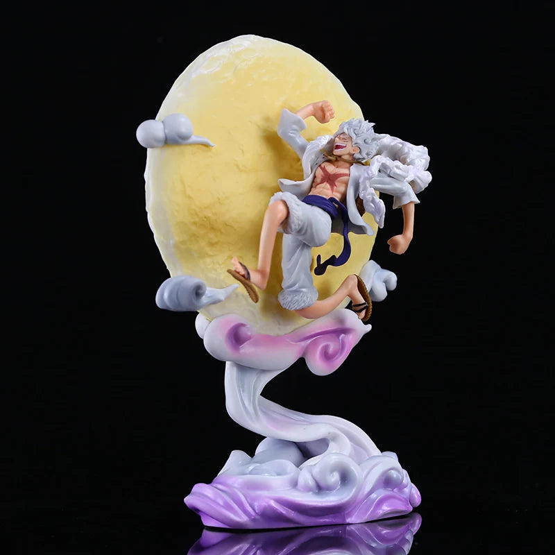 28cm One Piece Anime Figure Moon Fairy Nika Monkey D Luffy Gear 5 With Moon Light Action Figure Statue