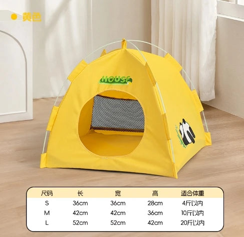 Pet Tent Bed Removable Cat Sofa Basket Canvas Semi-enclosed Cat House Dog Cave Hut Cat Sleeping Bed