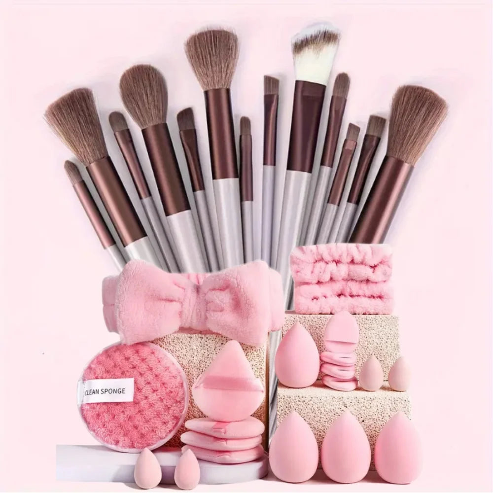 13PCS Makeup Brushes Set Eyeshadow Foundation Highlighter Blush Concealer Female Soft Beauty Tool Puff Beauty S
